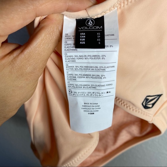 Volcom- NWOT Pale Peach Simply Solid One Piece Swimsuit - Picture 8 of 9